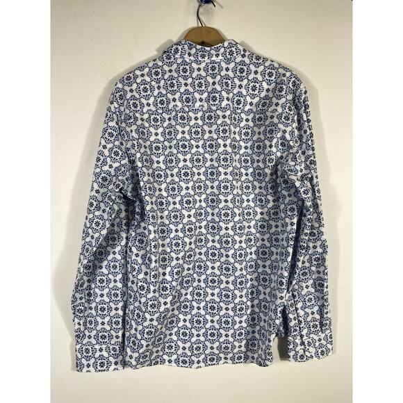 Apt 9 Premier Flex Slim Fit Shirt Button Up Size Large Mens White Blue Print NEW - Picture 10 of 12